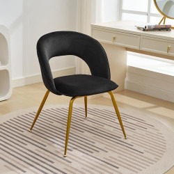 Black Velvet Open Side Chair (Set of 2)
