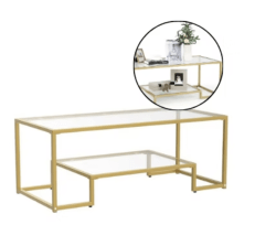 Gold Double Glass Top Coffee Table