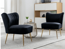 Black Velvet Side Chair (Set of 2)